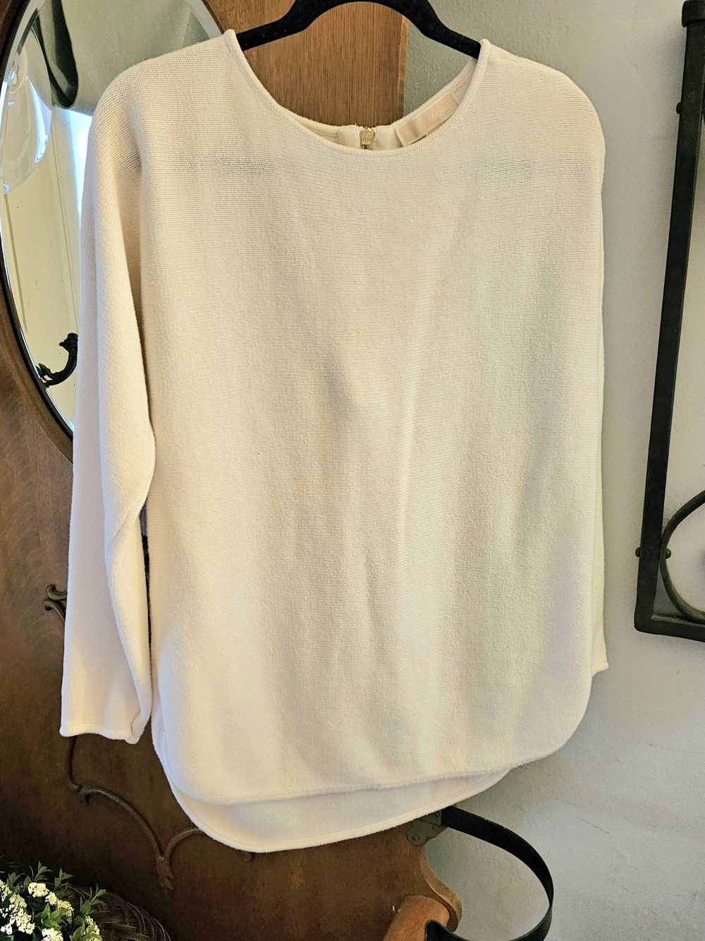 Michael Kors Ivory Knit Dolman Sleeve Sweater Top Medium